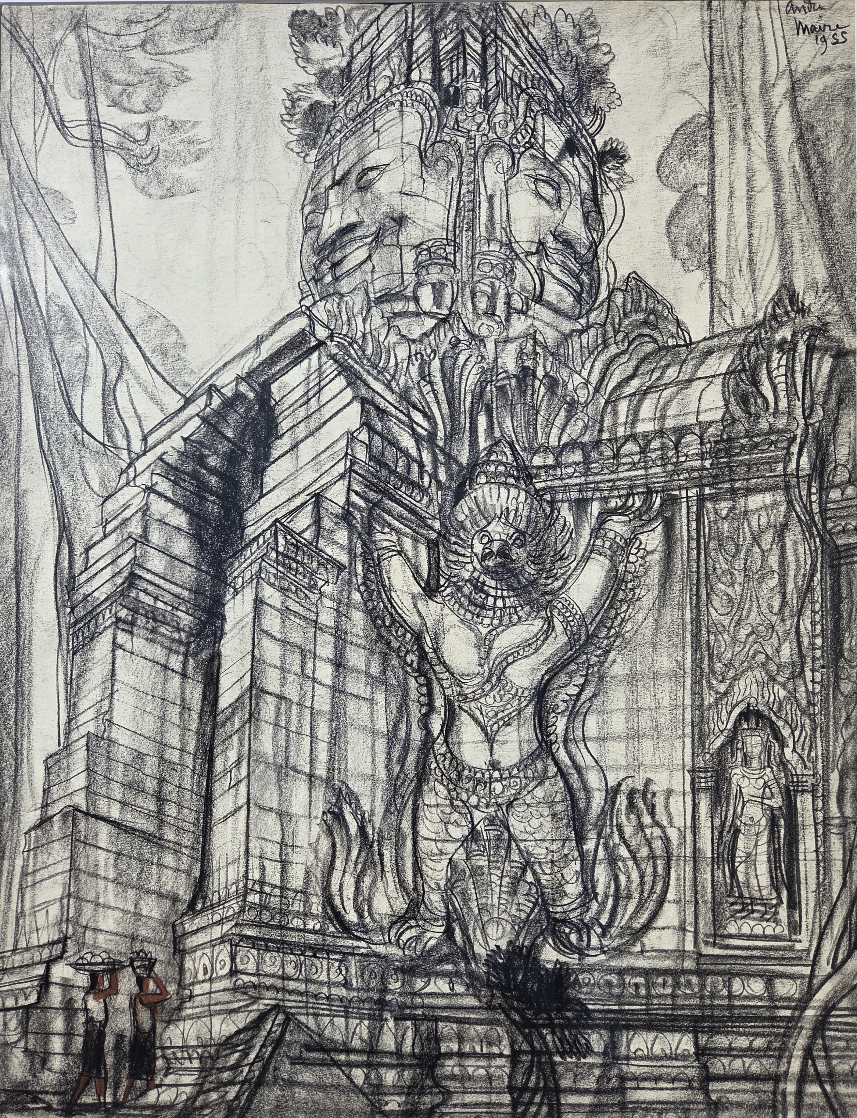Dessin d'architecture et de voyage par André Maire expertisé sur papier par Maison Lietot
