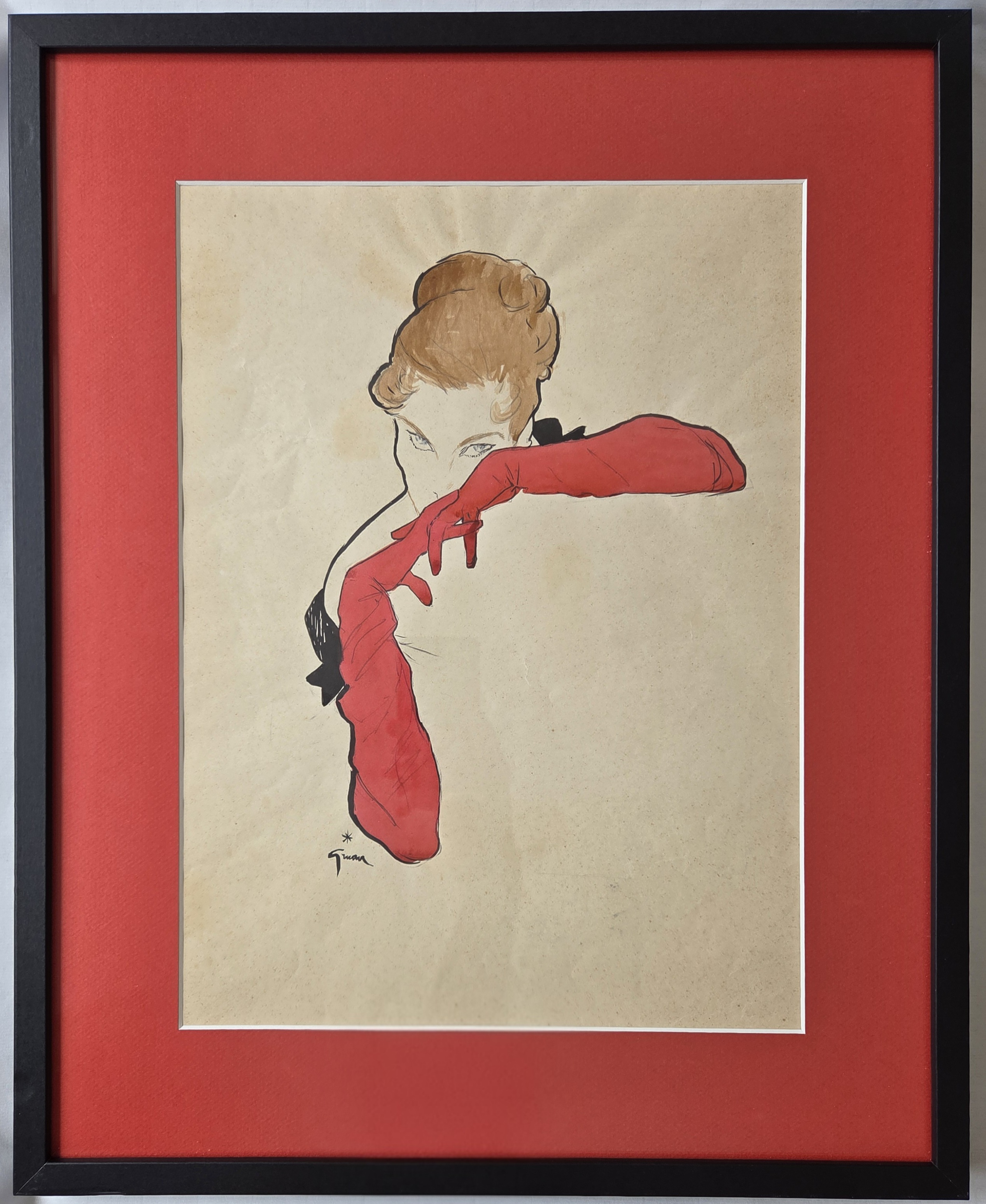 Dessin de mode du XXe siècle par René Gruau estimé par Maison Lietot